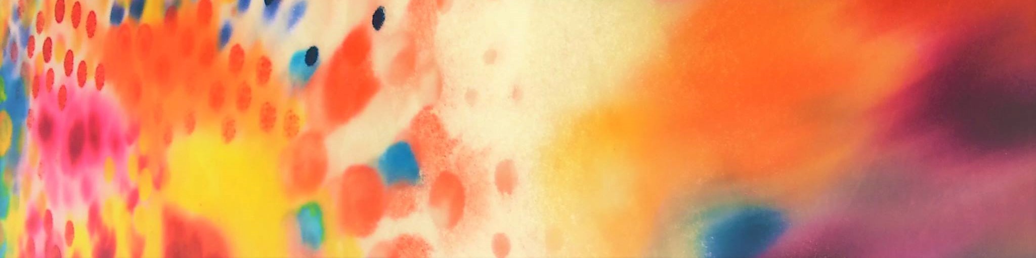 Helsinki-Rooma-Helsinki -taidematka verkossa Kuvassa värikäs tunnelmaa taidematkalla kuvastava abstrakti maalaus